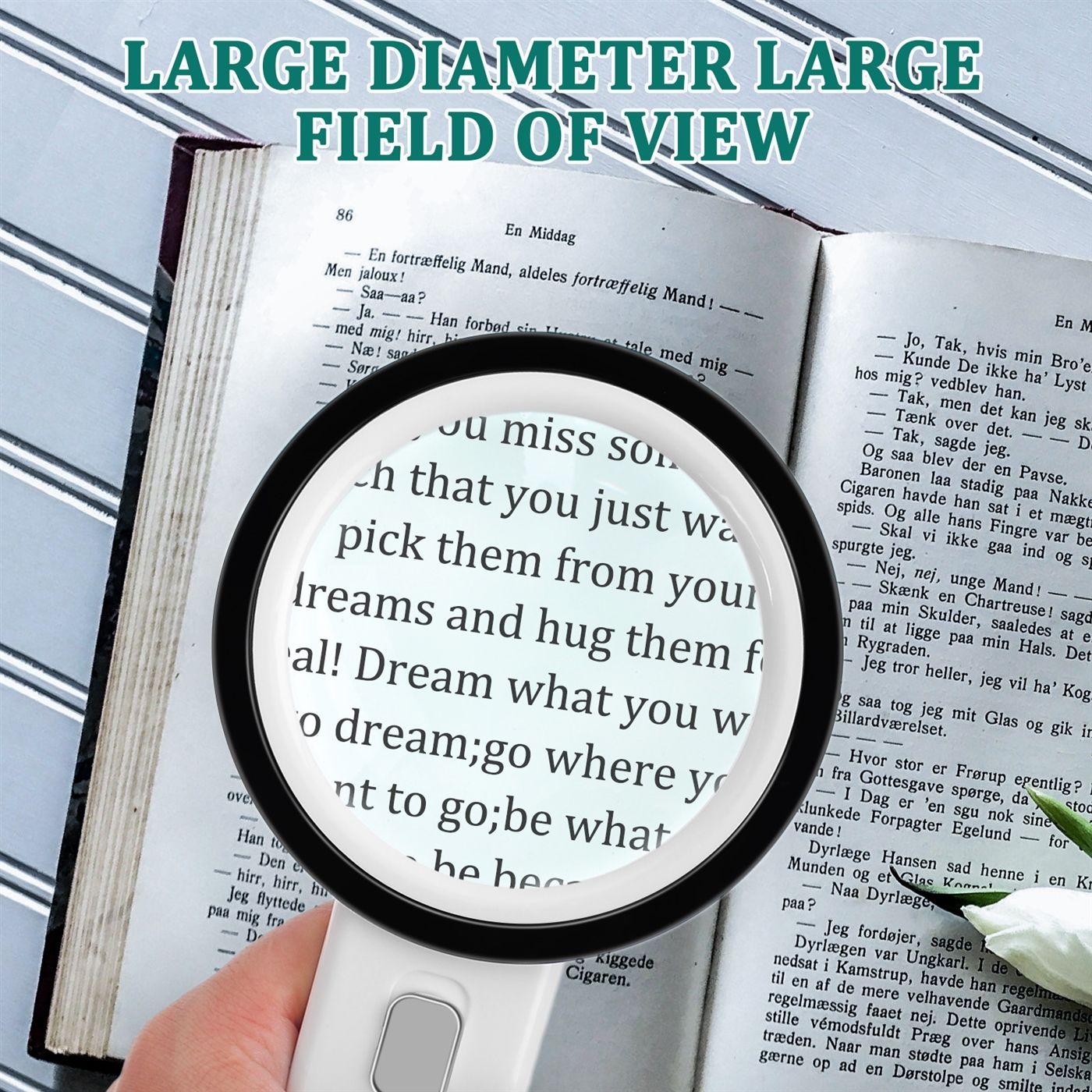 Magnifying Glass 30X Large Magnifier with Light LED Illuminated & Handheld Magnify Glass
